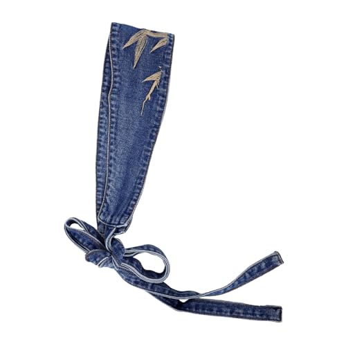 KESYOO Retro Denim Waist Belt for Women Wide Corset Cinch Design with Embroidered Leaf Decoration Stylish and Versatile Dress Belt for Formal and Casual Outfits