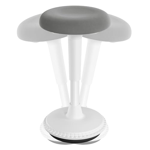 WOLTU Tabouret Ergonomique à Bascule, Tabouret Dynamique, Siège Assis-Debout Pivotant, Hauteur Réglable 55,5 à 74 cm, pour Bureau à Domicile, Gris + Blanc