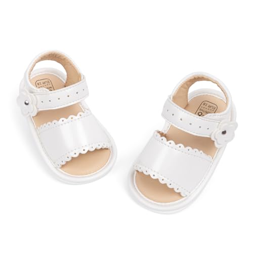 Image of HsdsBebe Baby Girls Sandals Bohemia Flower Bow Soft Sole Toddler First Walkers Beach Summer Shoes