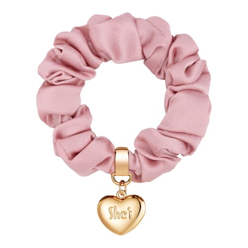 Heart-Shaped Hair Scrunchies for Women – Pink