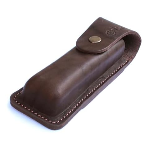Leather Knife Sheath For Folding Knife Holster For Pocket Knife With Belt Loop, Huntsman Knife Pouch Multitools Holder, Multitool Sheath With Snap Closure Cover