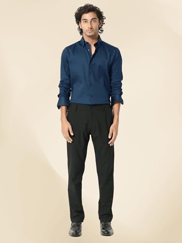 Image of IndoPrimo Men's Satin Shirt with Spread Collar Neck Line Solid Pattern Full Sleeves Regular Fit Western Style and Standard Length
