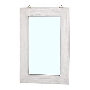 MBQQ Rustic Flat Wood Frame Hanging Wall Mirror Decorative Bathroom Mirrors for Wall Vanity Mirror Makeup Mirror16 x 24 Retro White