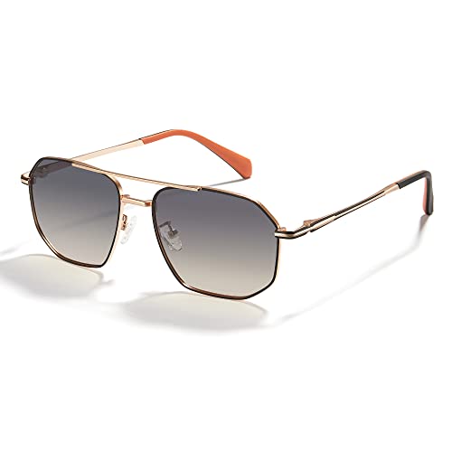 Cyxus Sonnenbrille Herren Damen Polarisiert Retro Klassisch Sonnenbrillen mit UV Schutz Fahrer Brille für Wandern Motorradfahren Golfen und Fischen (16-Braune Linsen Gold Rahmen)