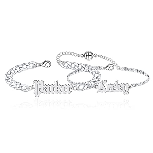 Dreamdecor Matching Magnetic Couples Bracelets Custom Name Long Distance Bracelets for Boyfriend and Girlfriend