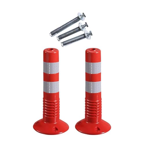 Traffic Delineator Post with Weighted Base & Screws, Driveway Security Bollards Underground for Streets/ Pedestrian Crossings/ Controlled Areas, 2 4 6 8 10 Pack Fixed No parking Cones(45cm/18in H Red+