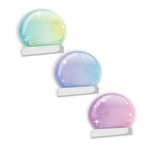 Image of Multicolor Crystal Ball Sticky Note Assortment / 4 inch Repositionable Mystical Orb Themed Sticky Note Pads /Set of 3 Magical Designs /Made in The USA