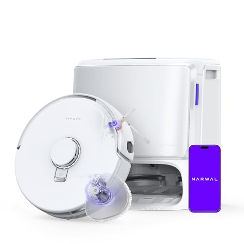 Image of NARWAL Freo Z10 Turbo Robot Vacuum and Mop Combo, 25000Pa Suction, Edge-to-Edge Cleaning, Tangle-Free for Pet Hair, Auto Mop Wash, Smart Avoidance, Self-Emptying, for Carpet & Hard Floors, White