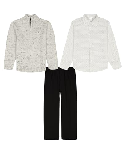 Image of Calvin Klein boys 3-piece Sweater Set With Matching Button-down Shirt and Pants