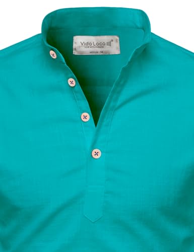 Image of Vida Loca Full Sleeve Mandarin Collor Cotton Casual Slim Fit Shirt for Men's