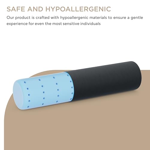 FOVERA Cervical Neck Roll Pillow for Neck Pain Relief - Memory Foam Neck Pillow for Bed | Round Neck Pillows for Sleeping | Bolster Pillow for Bed, Legs and Back (Dark Grey)