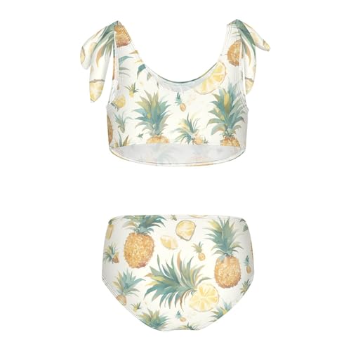 KLL Tropical Pineapple Girls' 2 Piece Bikini Set Scoop Neck Bathing Suit Swimming Suits Adjustable Shoulder Strap2