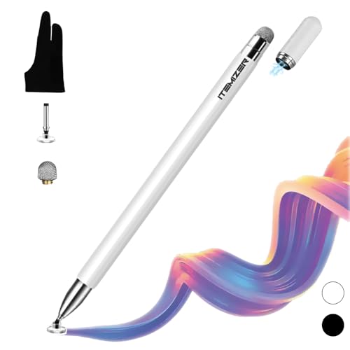 iTemizer Lápiz para Tablet y Smartphone Universal con Doble Punta para Apple/iPhone/iPad Pro/Mini/Air/Android. Lápiz táctil con tapón magnético, guante antitoque y puntas de repuesto