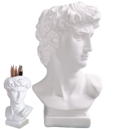 Lpitoy Portapenne David Sculpture Busto David Portaspazzole per Trucco Semplici Ornamenti per Vasi Fiori Decorazione per Casa retrò Puntelli per Foto