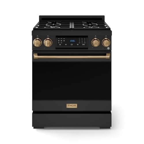 Image of Gordon Ramsay by THOR Kitchen 30 Inch Professional Gas Range with Tilt Panel Touch Control in Black /Bronze