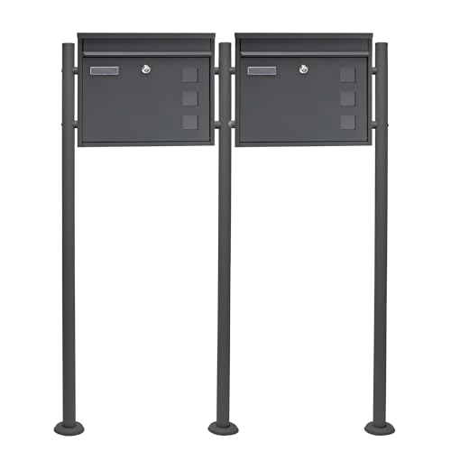 Mailbox Set Stand Letterbox V12 anthracite Double Postbox Letter Mail