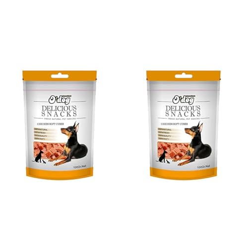 Image of PETS EMPIRE O'Dog Chicken Soft Cubes, Healthy Dog Treats, Chewy Dogs Bites for Training and Feeding, Made with Real Chicken, Non-Vegetarian Pup Snacks for Dogs, Puppies - 100g (Pack of 2)