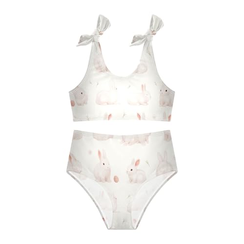 KLL Happy Easter Rabbit Bunny Pink Girls' 2 Piece Bikini Sets Quick-Dry Bathing Suit Swimming Suits Adjustable Shoulder3