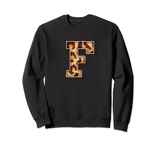 Cute Letter F Initial Name Leopard Cheetah Animal Print Sudadera