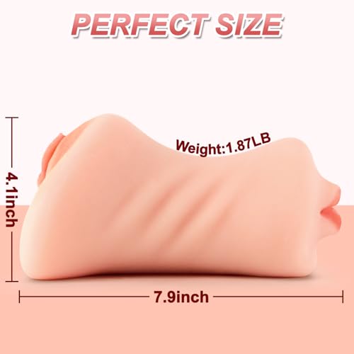 Image of 3 in 1 Pocket Pussy Male Masturbator - Adult Sex Toys for Men Penis Stimulation,Male Blowjob Stroker Toy with 3D Realistic Textured Tight Anus & Real Mouth for Man Masturbation Pleasure (Flesh)