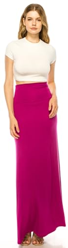 Image of URBAN K Womens Basic Foldable High Waist Regular and Plus Size Maxi Skirts