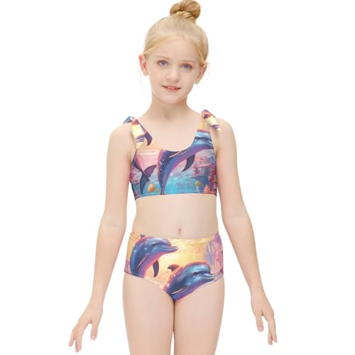 Girls' Bikini Set, Dolphins Kids Swimsuit 2 Pcs Beach Bathing Suit3