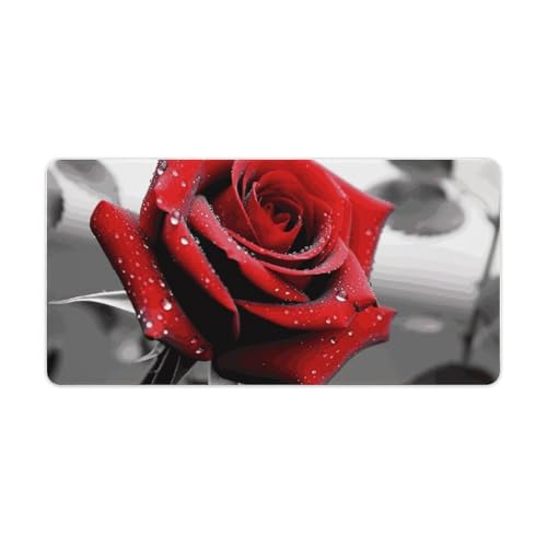 Black and White Red Rose Pad para Escritorio Grande