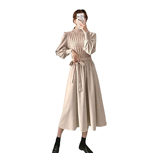 Robe pull en tricot patchwork KEHAIOO avec ceinture en velours pour l'automne