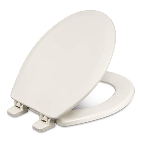 Centoco Heavy-Duty Round Toilet Seat, Wood Core, Biscuit