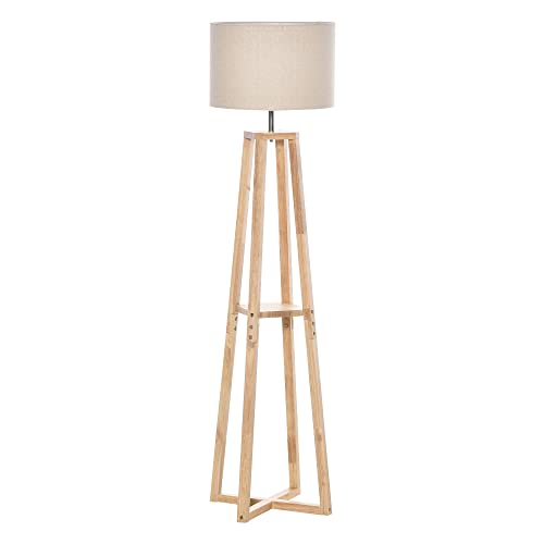 Image of HOMCOM Modern Floor Lamp, Standing Lamp with Drum Lampshade, Foot Switch for Living Room, Bedroom, Office