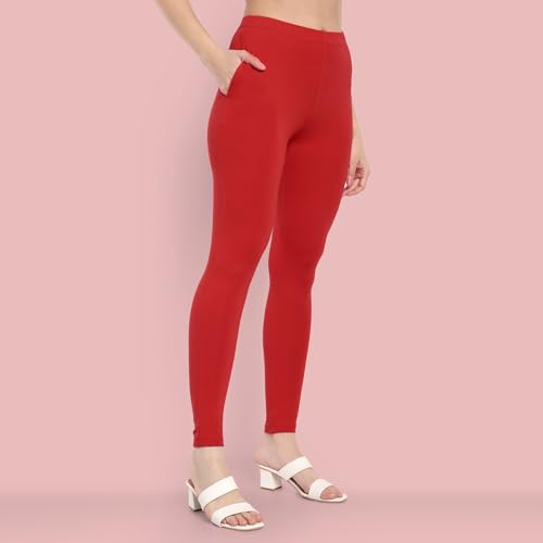 Image of ONE SKY Women Full Length Leggings | Cotton Modal Spandex Blend | High Waist Stretchable & Bio-Washed Fabric | Colour-Lock Technology | Comfortable Leggings for Women