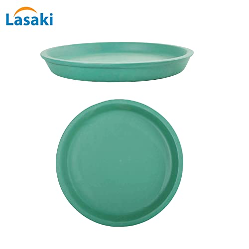Image of Lasaki Round Ceramic Trays (Plates Saucers) for Pots, planters, Flower, Succulent(Set of 2,deep Jungle,6 inch) R6(Plants not Included)