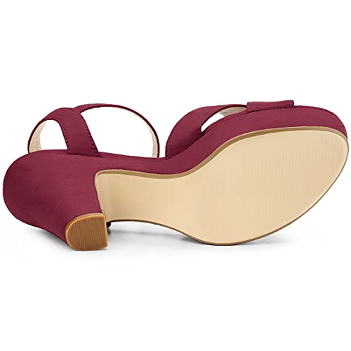 Allegra K Allegra K Women's Platform Chunky Heel Ankle Strap Burgundy Sandals 7 M US