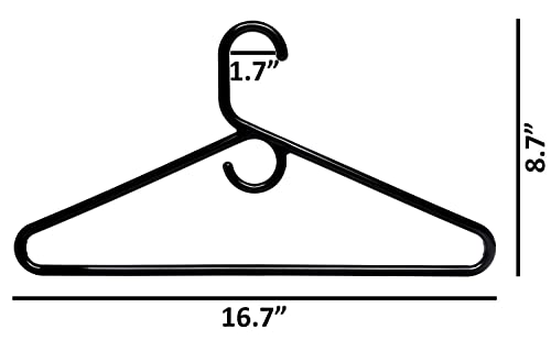 Plastic Hangers Hd Heavy Duty, 24 Pcs. Black Color, Made In Usa, 3/8” Thickness, Durable, Tubular, Lightweight, For Clothes, Coat, Pants, Shirts, Dress, Suits & More, Bfseals #TOP1