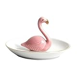 LRXIYODE 火烈鳥デザイン小さなお盆 陶瓷ジュエリートレイ アクセサリーディスプレイ皿 おしゃれなホームデコレーション 収納トレー 家用卓