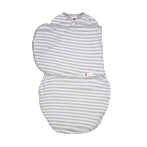 embé 2-Way Starter Baby Swaddle, 6-14 lbs, Newborn Swaddle Sack 0-3 Months, Zip & Hook and Loop Fastener Swaddle 0-3 Months Baby Swaddles Wrap, Hip Healthy, Infant Swaddle - Grey Stripe