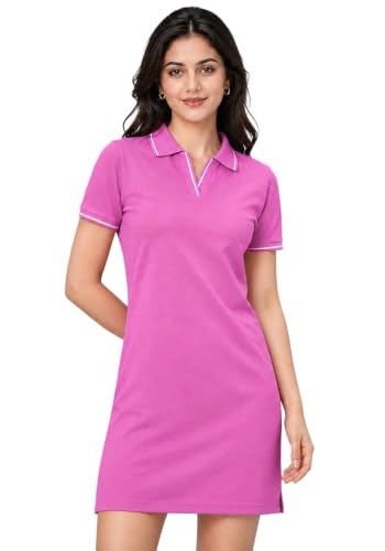Image of Wear Your Opinion Women's S to 5XL Plus Size PQ Polo Collar Neck Style Midi Tshirt Dress