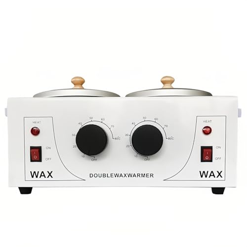 Professional Wax Warming Machine Electric Wax Melt Heater Pot for Hair Removal Skin Hands Care for Home Beauty Spas Salons (Double Pot)