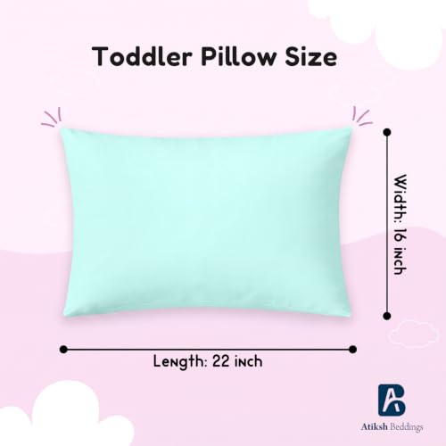 Image of Atiksh Beddings 16x22 Youth Pillowcase, Pack of 2 Toddler Travel Pillow Cases, 100% Egyptian Cotton, 600 Thread Count, Zipper Closure, Small Kids Pillowcase for Travel, Aqua Blue