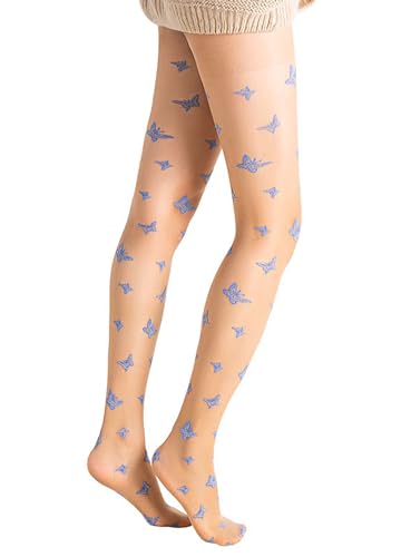 Erinaco Women's Flower Pattern Sheer Footed Pantyhose Control Top Tights Stockings with Reinforced Toes3