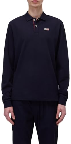 Napapijri Homme Polo à Manches Longues Eruggy Bleu Marine XXL