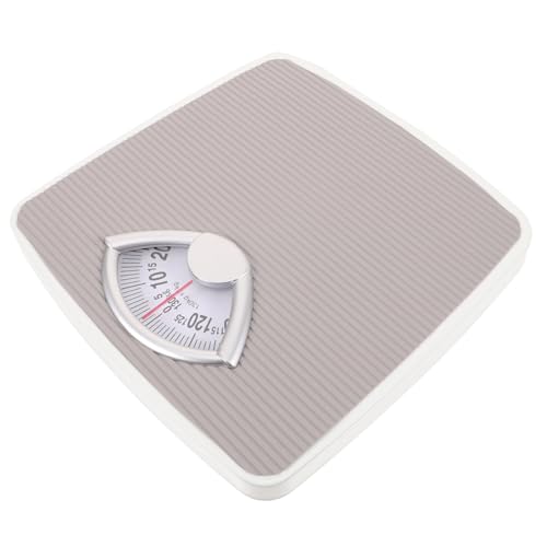 HONITANO Mechanical Weight Scale for Body, Accurate Bathroom Weighing Machine, Small Portable Home Bath Scale in Light Grey for Health Monitoring