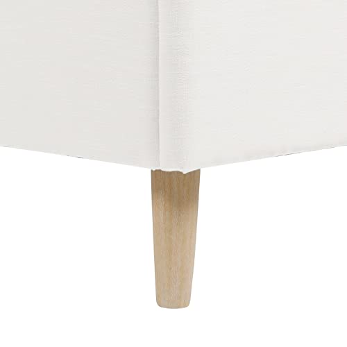 Jennifer Taylor Home Stockholm Modern Wavy Headboard Platform Bed, Queen, Antique White Polyester #TOP5