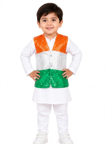 Image of Raj Costume Freedom Fighter Costume for Kids | Independence Day Fancy Dress | Patriotic School Function Dress | Boys & Girls