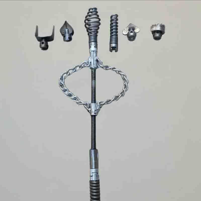 Chain Auger Pipe Hard Object Cleaning Hard Object Blockage new Type 16mm Spring Drill bit Head Adjustable Conntector Accessory