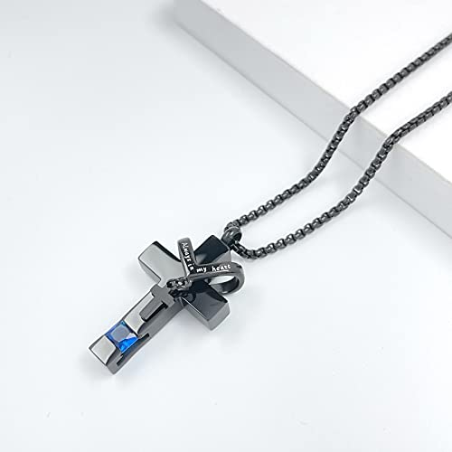 YOUFENG Birthstones Urn Necklaces for Ashes Cross Cremation Pendant Urns for Human Ashes Memorial Keepsake Locket Jewelry2