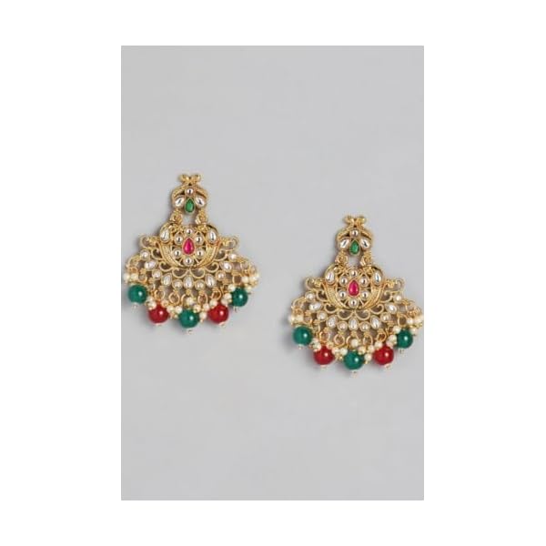 Women's Rose Gold Plated Alloy Kundan Earrings & Mangtikka-PID47253 - Image 6