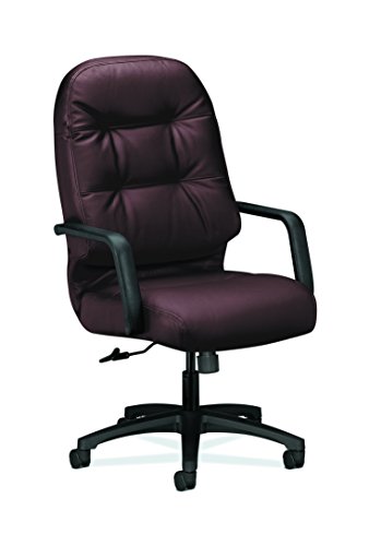 Image of HON Leather Executive Chair - Pillow-Soft Series High-Back Office Chair, Burgundy (2091SR11T)