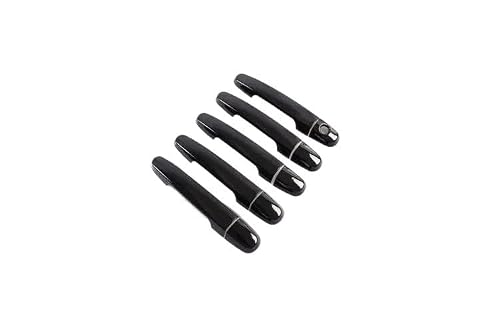Reokip Black 0 Button Gloss Black Chrome Car Door Handle Covers Styling Accessories For Toyota For Rav4 2006 2007 2008 2009 2010 2011 2012 2013(Black 0 Button)