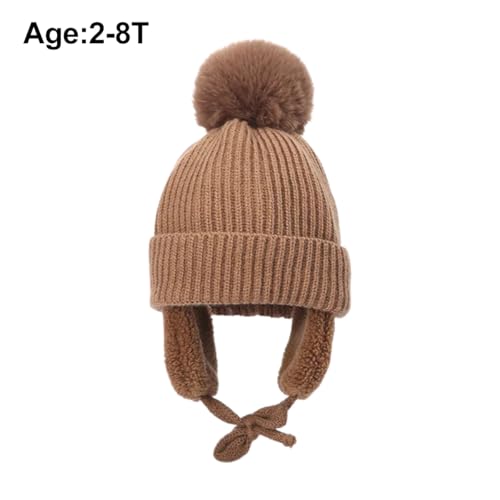 Gorro de punto para bebé con pompón grande y orejeras térmicas para el invierno 2